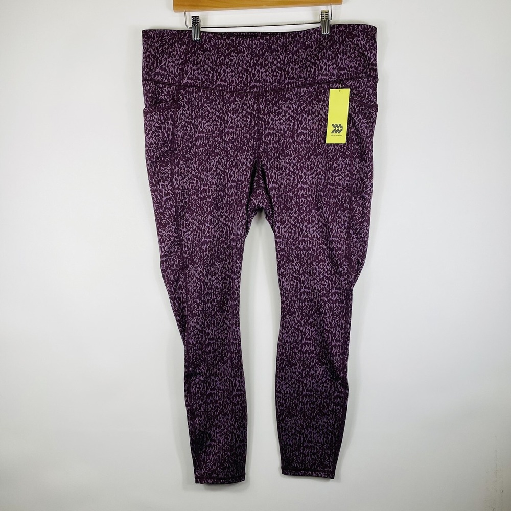 NEW All In Motion Leggings Women 4X Mulberry Purple High Rise Wicking UPF 50‎